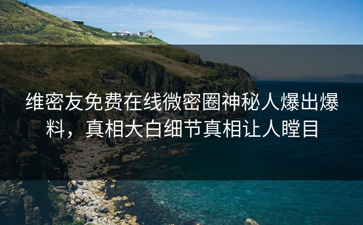 维密友免费在线微密圈神秘人爆出爆料，真相大白细节真相让人瞠目