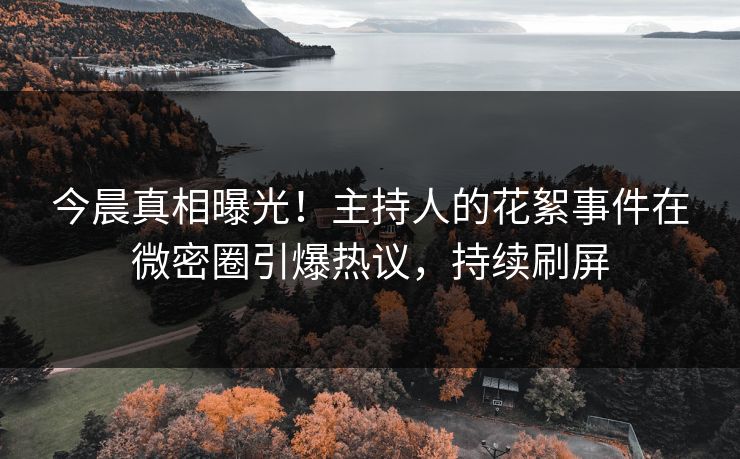 今晨真相曝光！主持人的花絮事件在微密圈引爆热议，持续刷屏