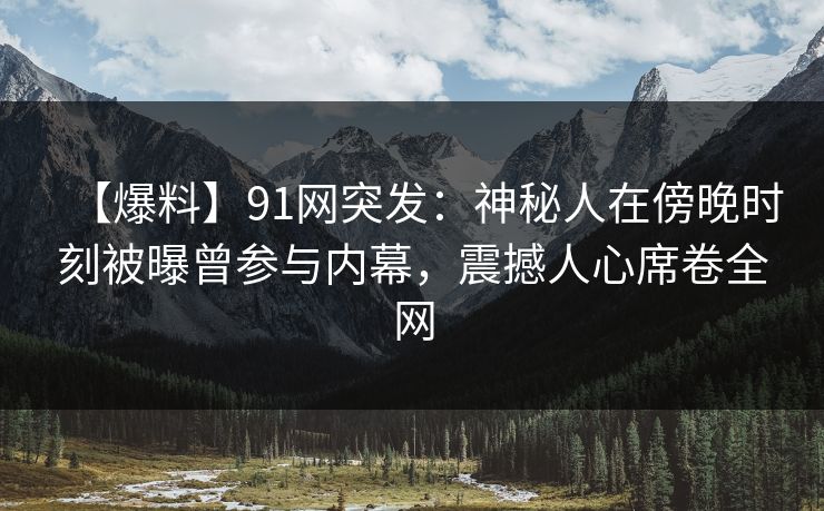 【爆料】91网突发：神秘人在傍晚时刻被曝曾参与内幕，震撼人心席卷全网