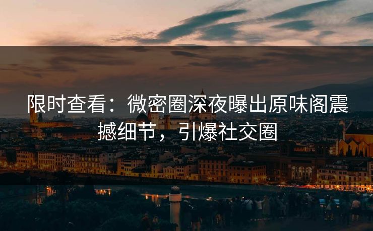 限时查看：微密圈深夜曝出原味阁震撼细节，引爆社交圈