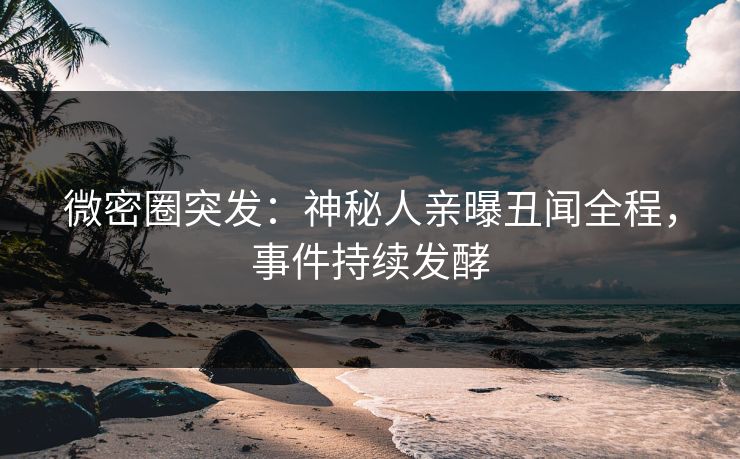 微密圈突发：神秘人亲曝丑闻全程，事件持续发酵