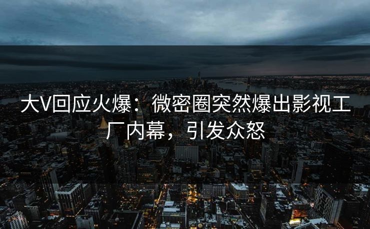 大V回应火爆：微密圈突然爆出影视工厂内幕，引发众怒