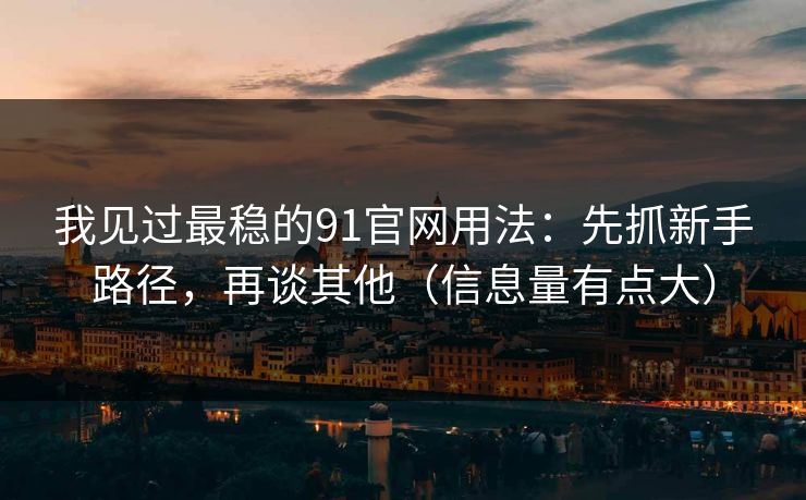 我见过最稳的91官网用法：先抓新手路径，再谈其他（信息量有点大）